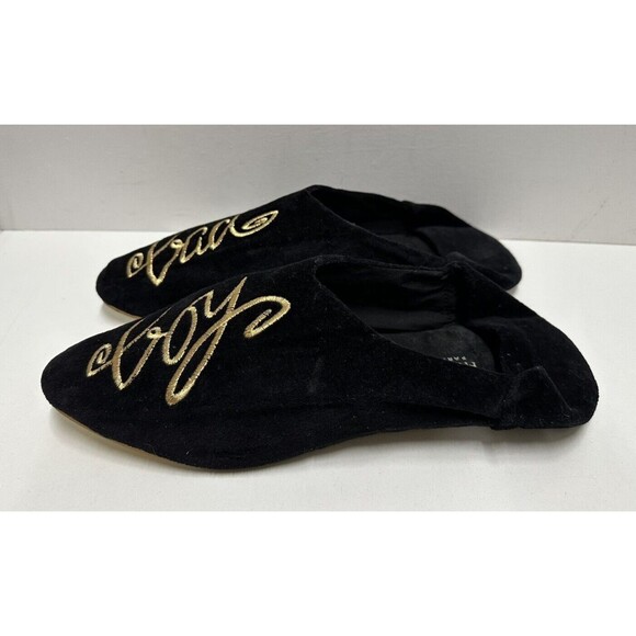Fragonard Parfumeur men size XL velours black babouches with gold embroidery - Picture 1 of 9